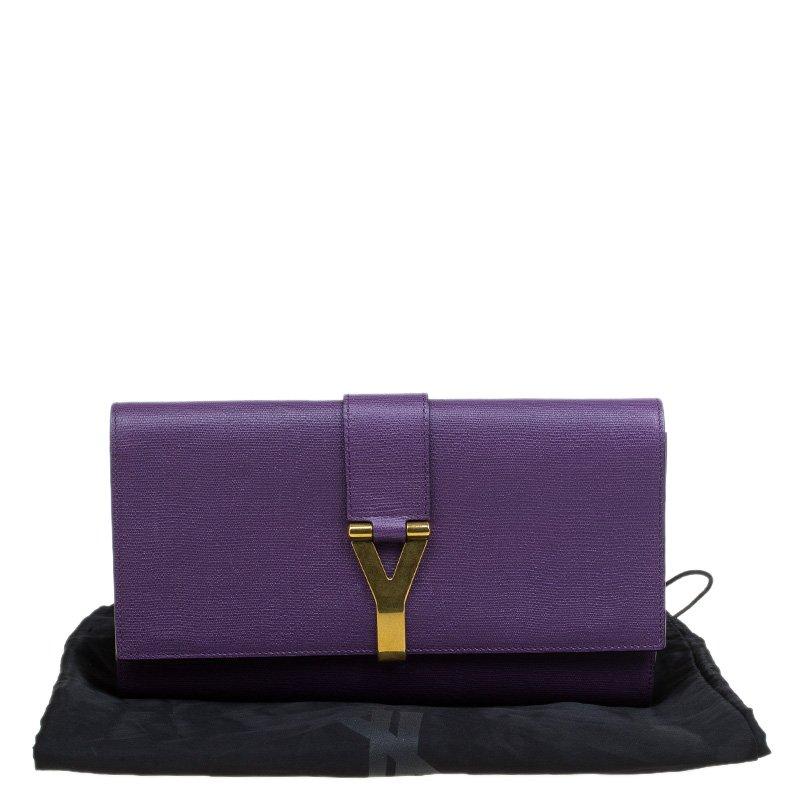 Saint Laurent Paris Purple Leather Large Chyc Clutch 4