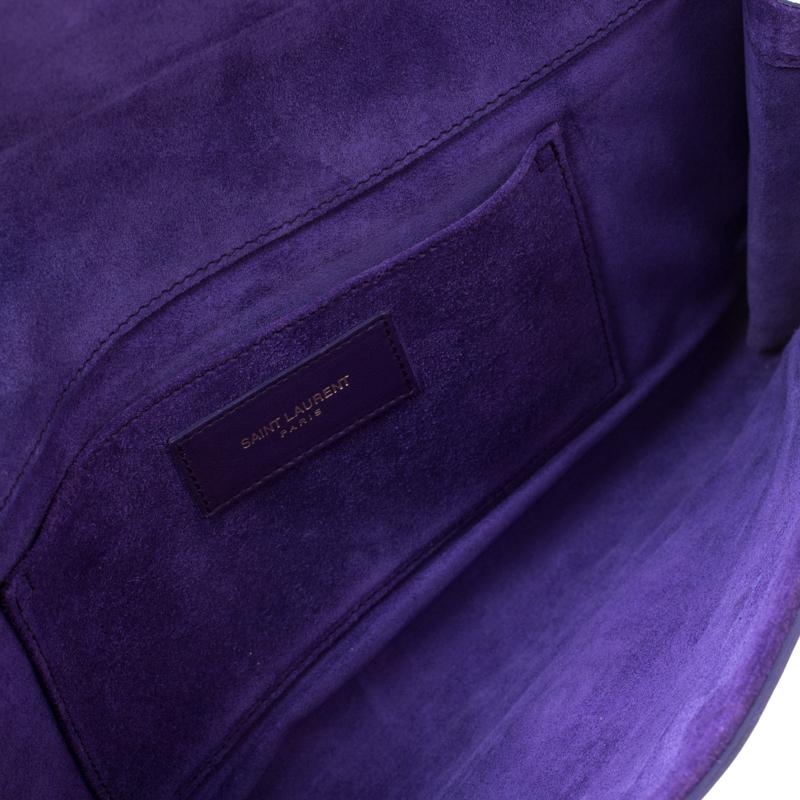 Saint Laurent Paris Purple Leather Large Chyc Clutch 4