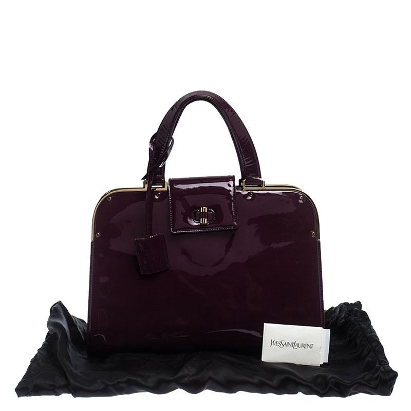 Saint Laurent Paris Purple Patent Leather Large Uptown Satchel 7