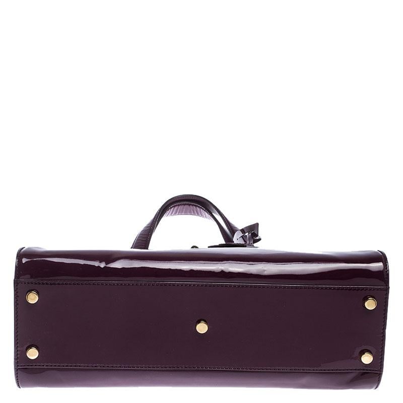 Women's Saint Laurent Paris Purple Patent Leather Large Uptown Satchel