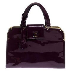 Saint Laurent Paris Purple Patent Leather Large Uptown Satchel