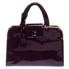 Saint Laurent Paris Purple Patent Leather Large Uptown Satchel