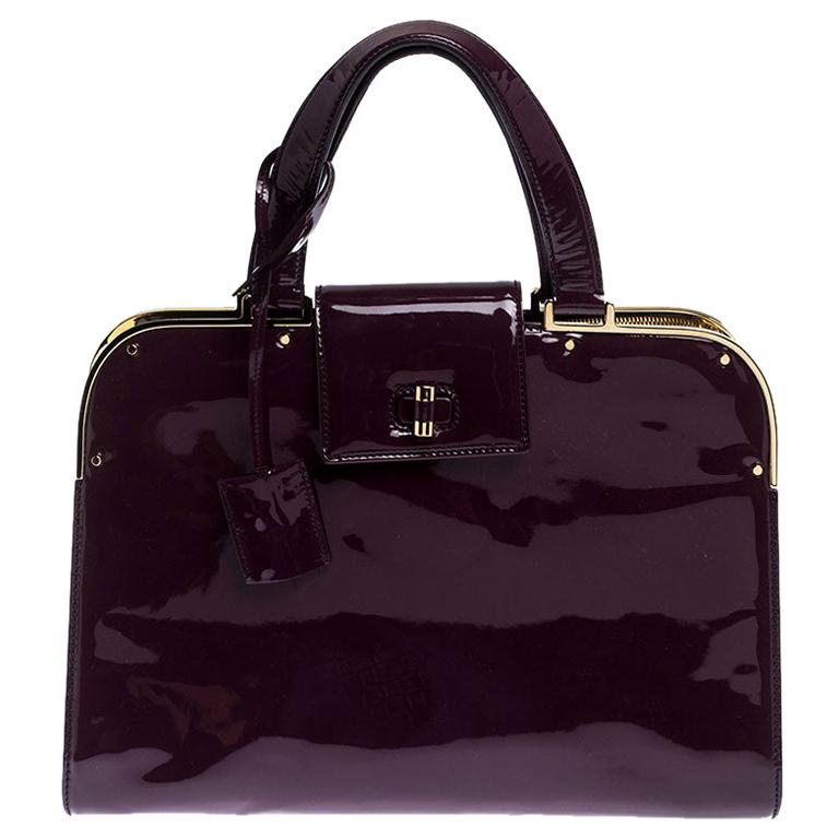 Saint Laurent Paris Purple Patent Leather Large Uptown Satchel