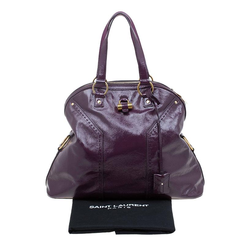 Saint Laurent Paris Purple Patent Leather Oversized Muse Tote 11
