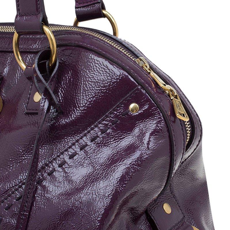 Saint Laurent Paris Purple Patent Leather Oversized Muse Tote 1