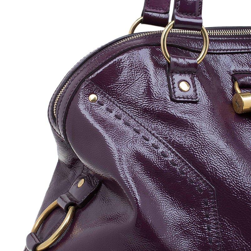 Saint Laurent Paris Purple Patent Leather Oversized Muse Tote 2