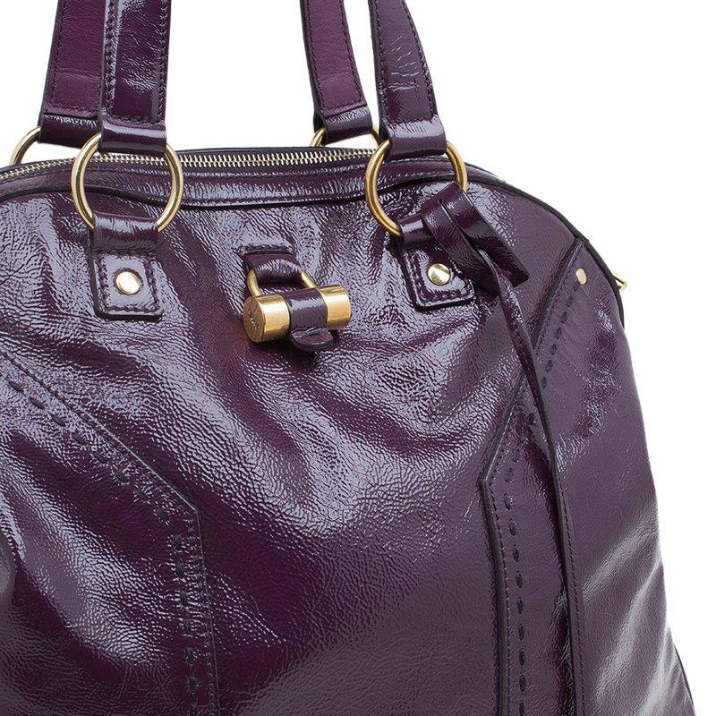 Saint Laurent Paris Purple Patent Leather Oversized Muse Tote 3