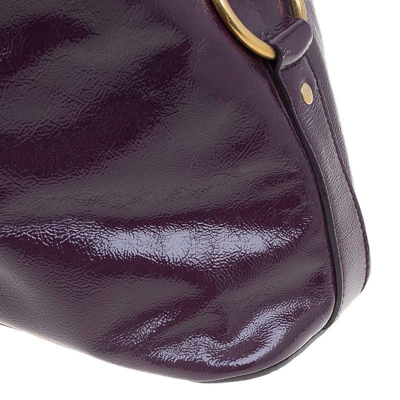 Saint Laurent Paris Purple Patent Leather Oversized Muse Tote 4