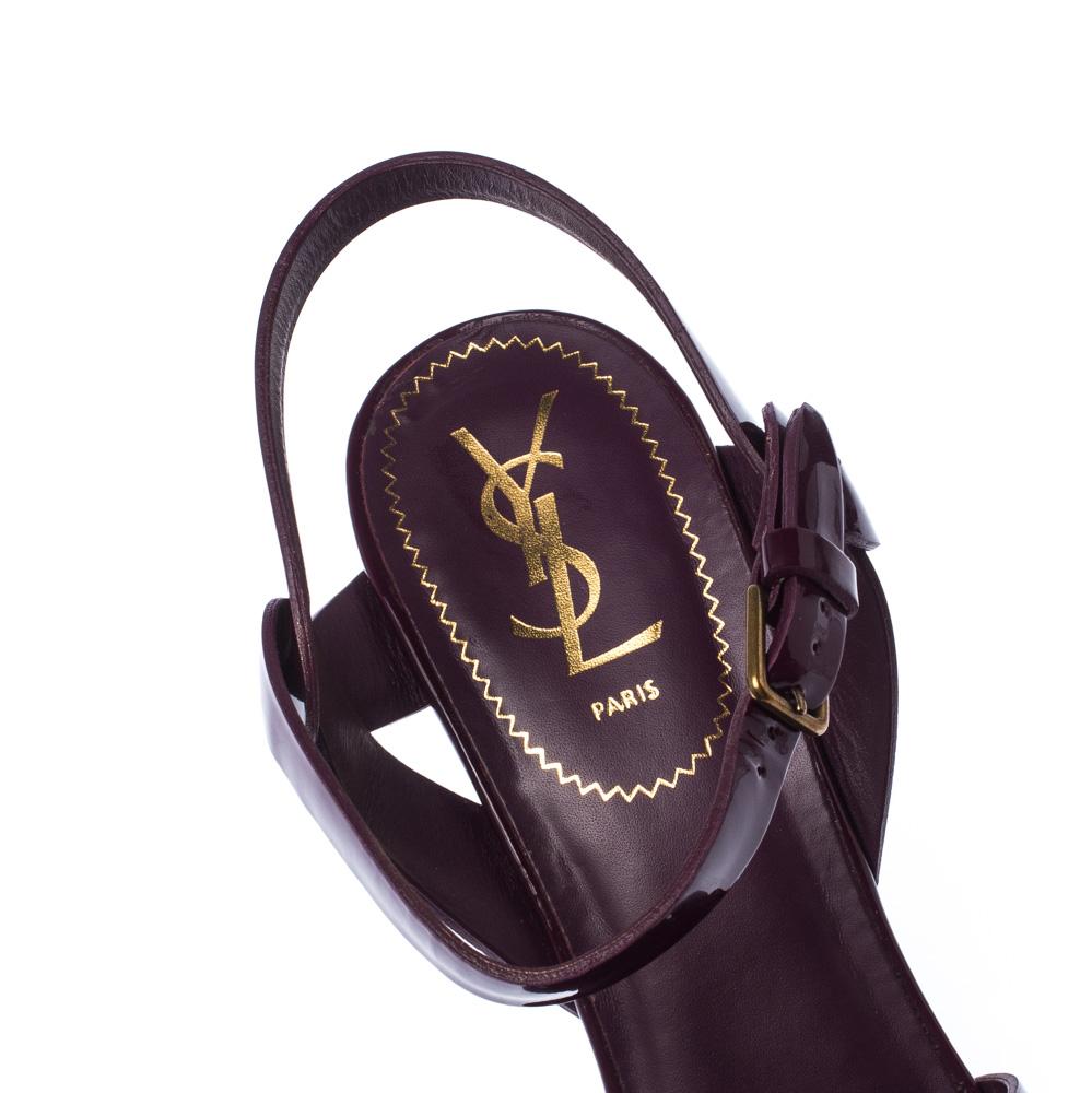 Women's Saint Laurent Paris Purple Patent Leather Tribute Platform Sandals Size 40.5