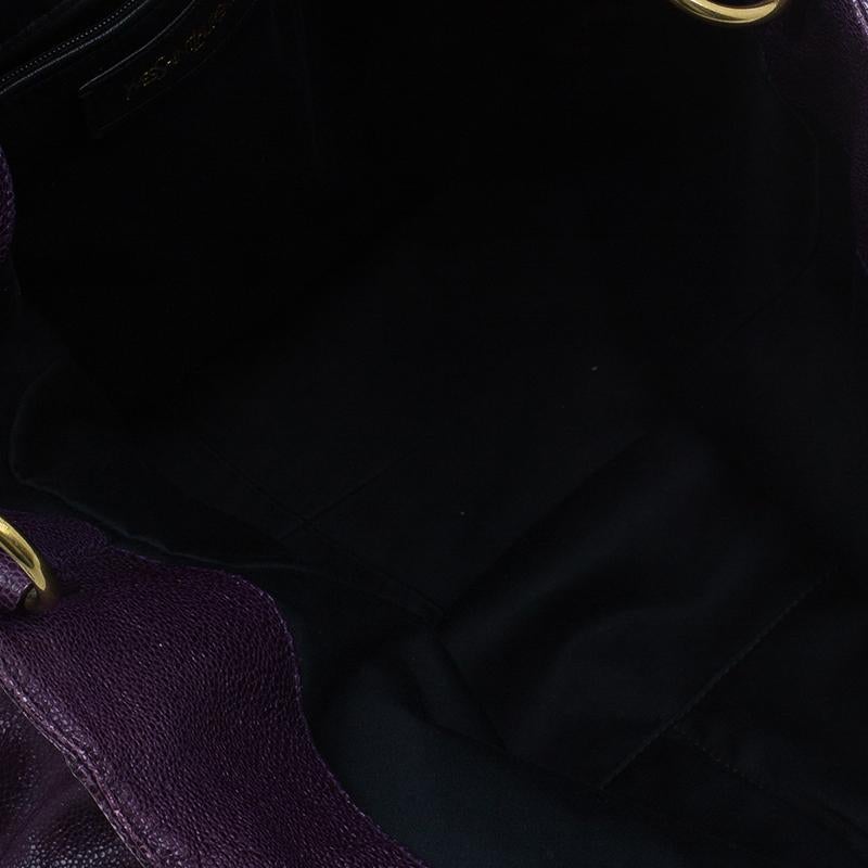 Saint Laurent Paris Purple Stingray Embossed Leather Roady Hobo 4