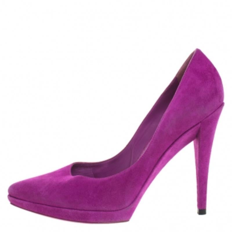 Saint Laurent Paris Purple Suede Janis Platform Pumps 37.5 en vente