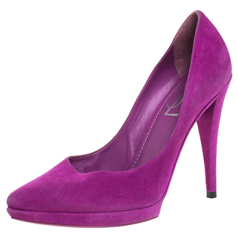 Saint Laurent Paris Purple Suede Tribute Platform Sandals Size 36 For ...