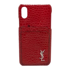 Saint Laurent Paris Red Croc Embossed Leather iPhone XS Max Case