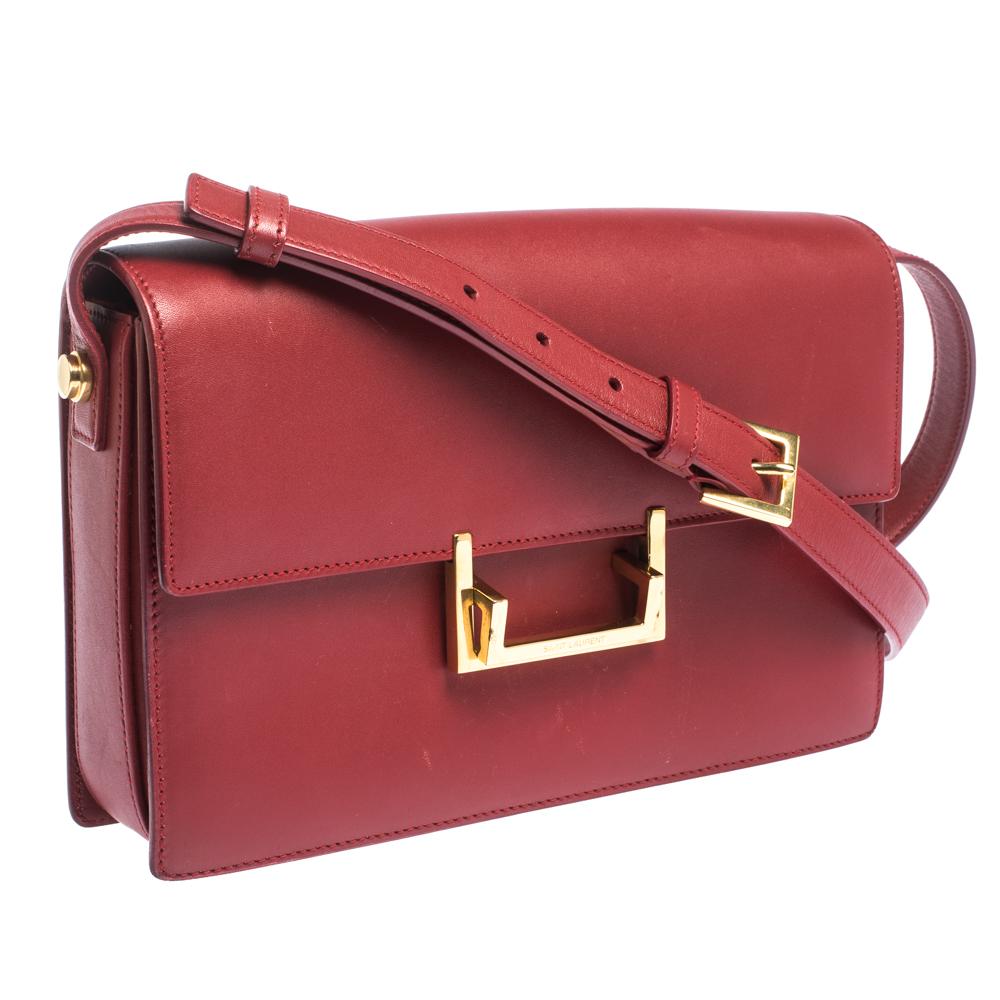 Saint Laurent Paris Red Leather Lulu Shoulder Bag In Good Condition In Dubai, Al Qouz 2