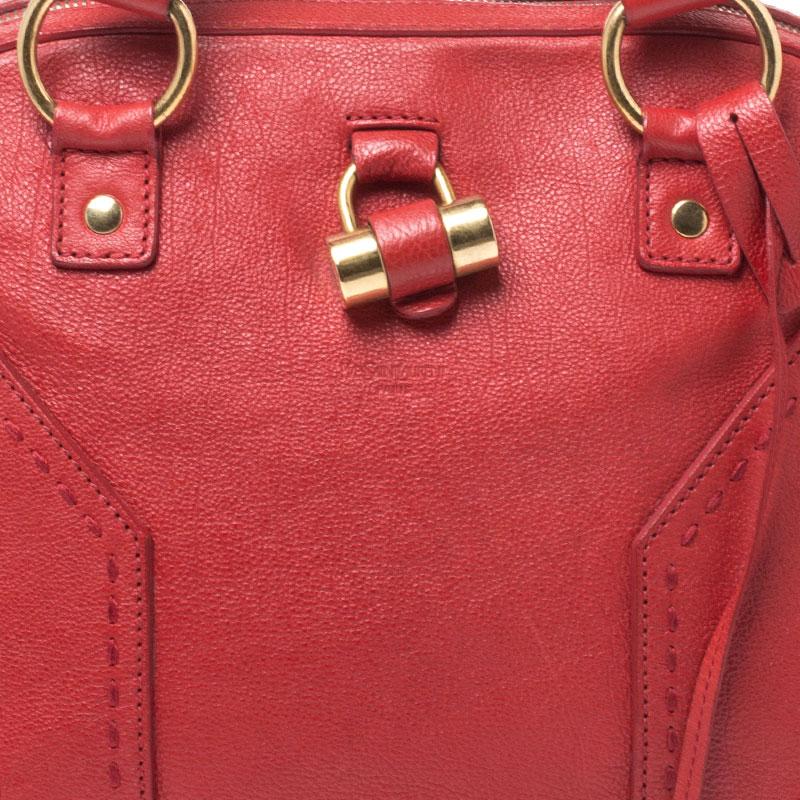 Saint Laurent Paris Red Leather Medium Muse Satchel In Good Condition In Dubai, Al Qouz 2