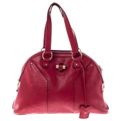 Saint Laurent Paris Red Leather Medium Muse Satchel