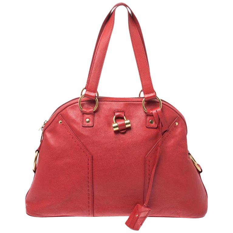 Saint Laurent Paris Red Leather Medium Muse Satchel