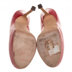 Saint Laurent Paris Red Leather Tribtoo Platform Pumps Size 38.5