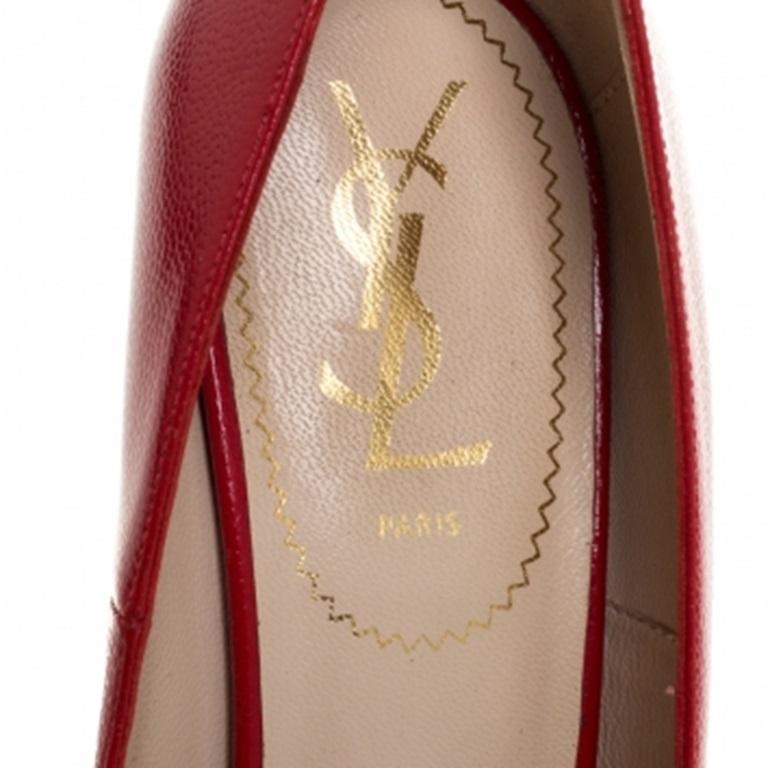 Donna Saint Laurent Paris - Pumps con piattaforma Tribtoo in pelle rossa - misura 38,5 in vendita