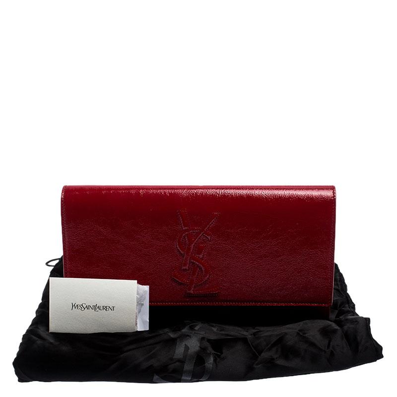Saint Laurent Paris Red Patent Leather Belle De Jour Flap Clutch 7