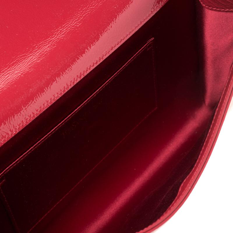 Saint Laurent Paris Red Patent Leather Belle De Jour Flap Clutch 1