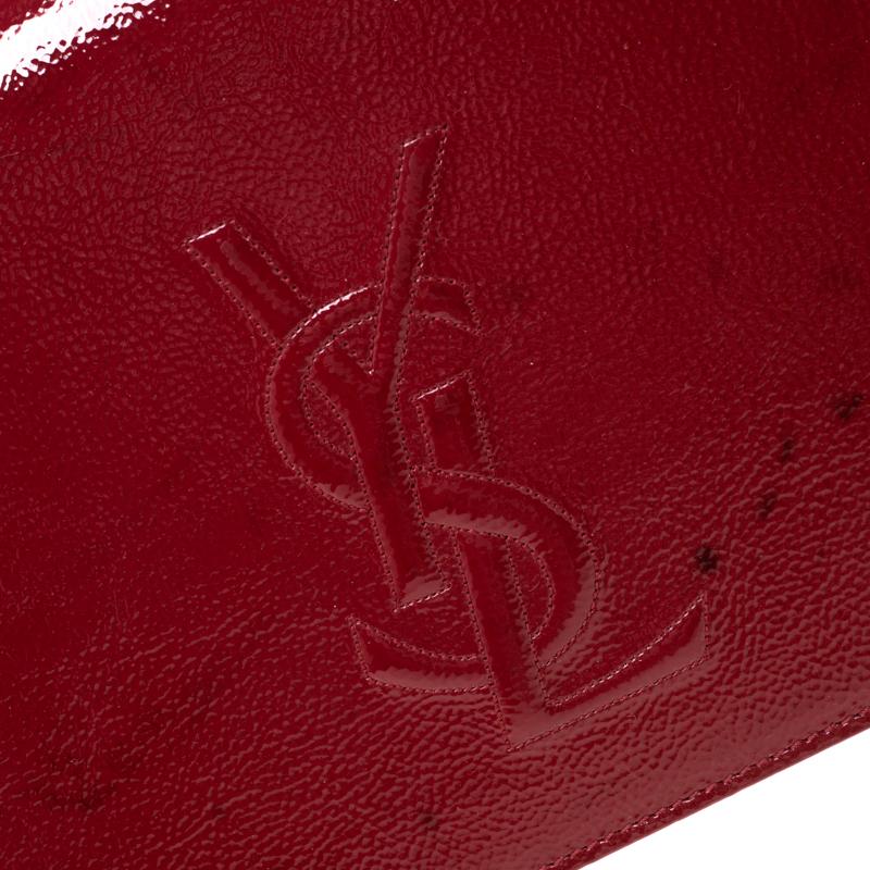 Saint Laurent Paris Red Patent Leather Belle De Jour Flap Clutch 4