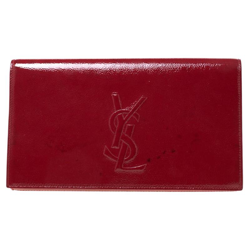 Saint Laurent Paris Red Patent Leather Belle De Jour Flap Clutch