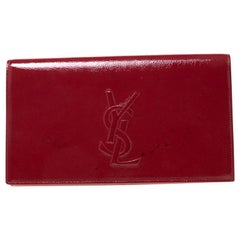 Saint Laurent Paris Red Patent Leather Belle De Jour Flap Clutch