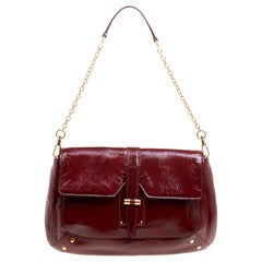 Saint Laurent Paris Red Patent Leather Emma Chain Shoulder Bag