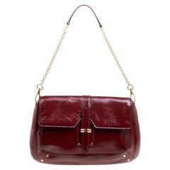 Saint Laurent Paris Red Patent Leather Emma Chain Shoulder Bag