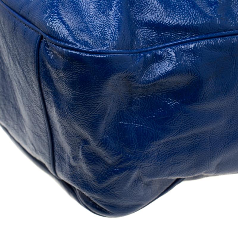Saint Laurent Paris Royal Blue Patent Leather Roady Hobo 3