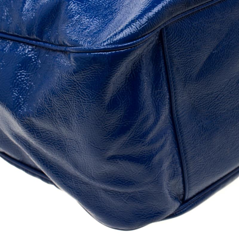 Saint Laurent Paris Royal Blue Patent Leather Roady Hobo 4