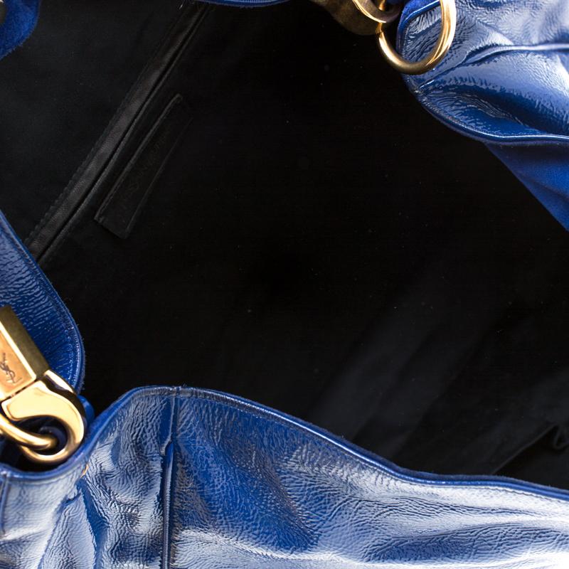 Saint Laurent Paris Royal Blue Patent Leather Roady Hobo 1