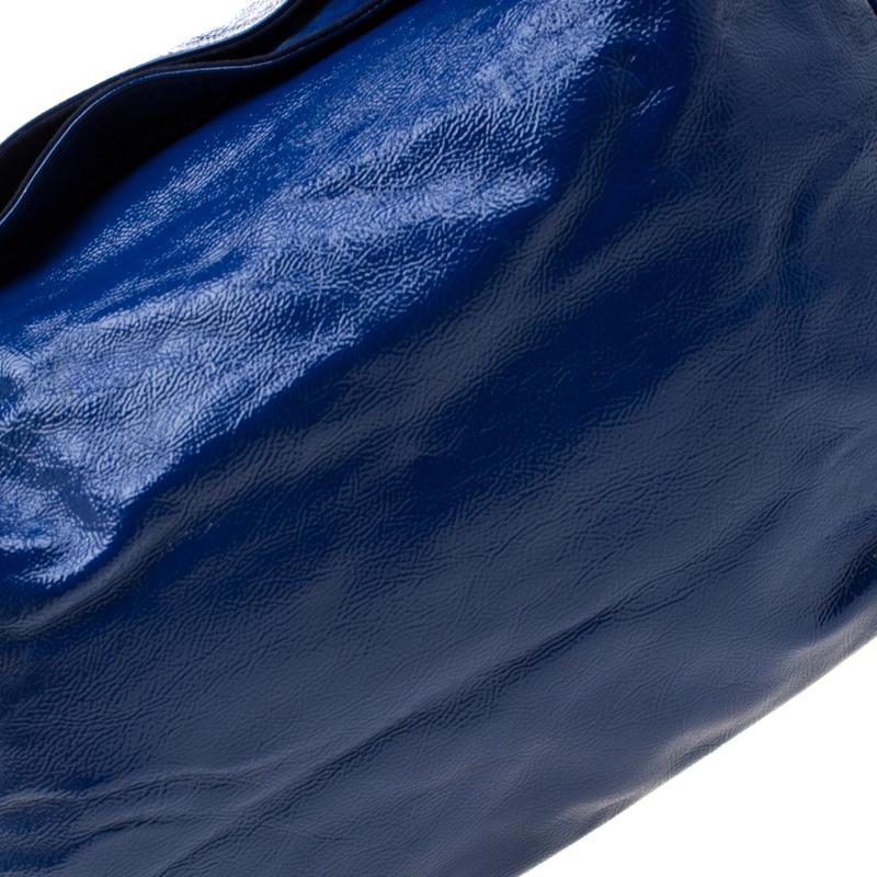Saint Laurent Paris Royal Blue Patent Leather Roady Hobo 2