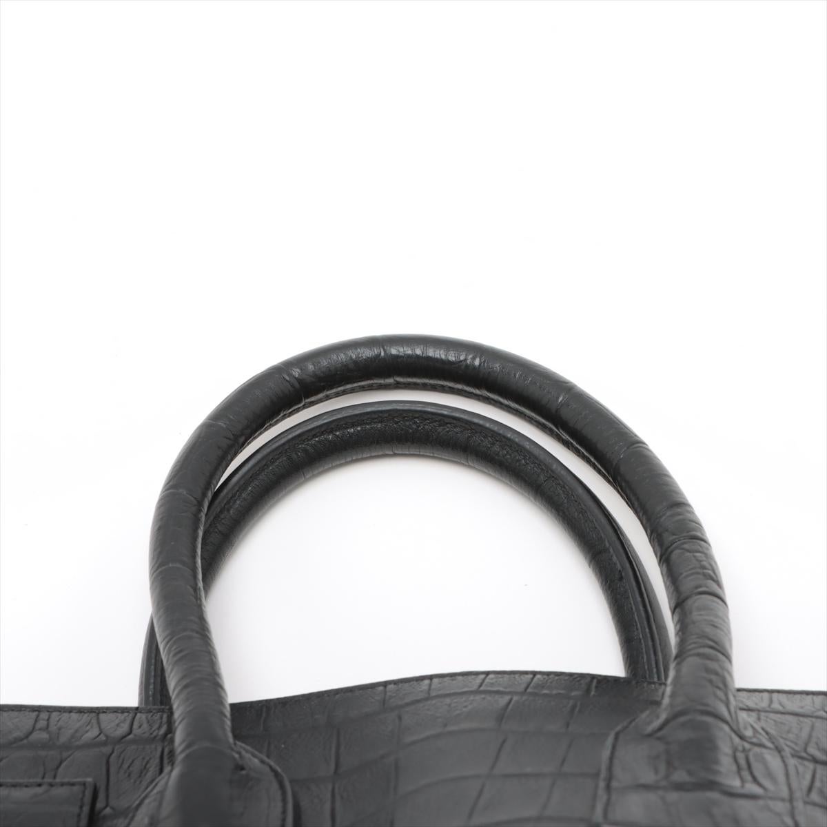 Saint Laurent Paris Sac de Jour Zweiseitige Handtasche aus Leder mit Krokodilprägung in Schwarz im Angebot 3