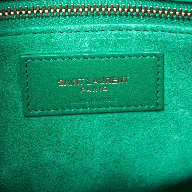  Saint Laurent Paris Saint Laurent Green Leather Small Classic Sac De Jour Tote 4