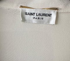 Saint Laurent Paris Silk Open Collar Blouse FR 36 US 4 Off-white Quiet Luxury