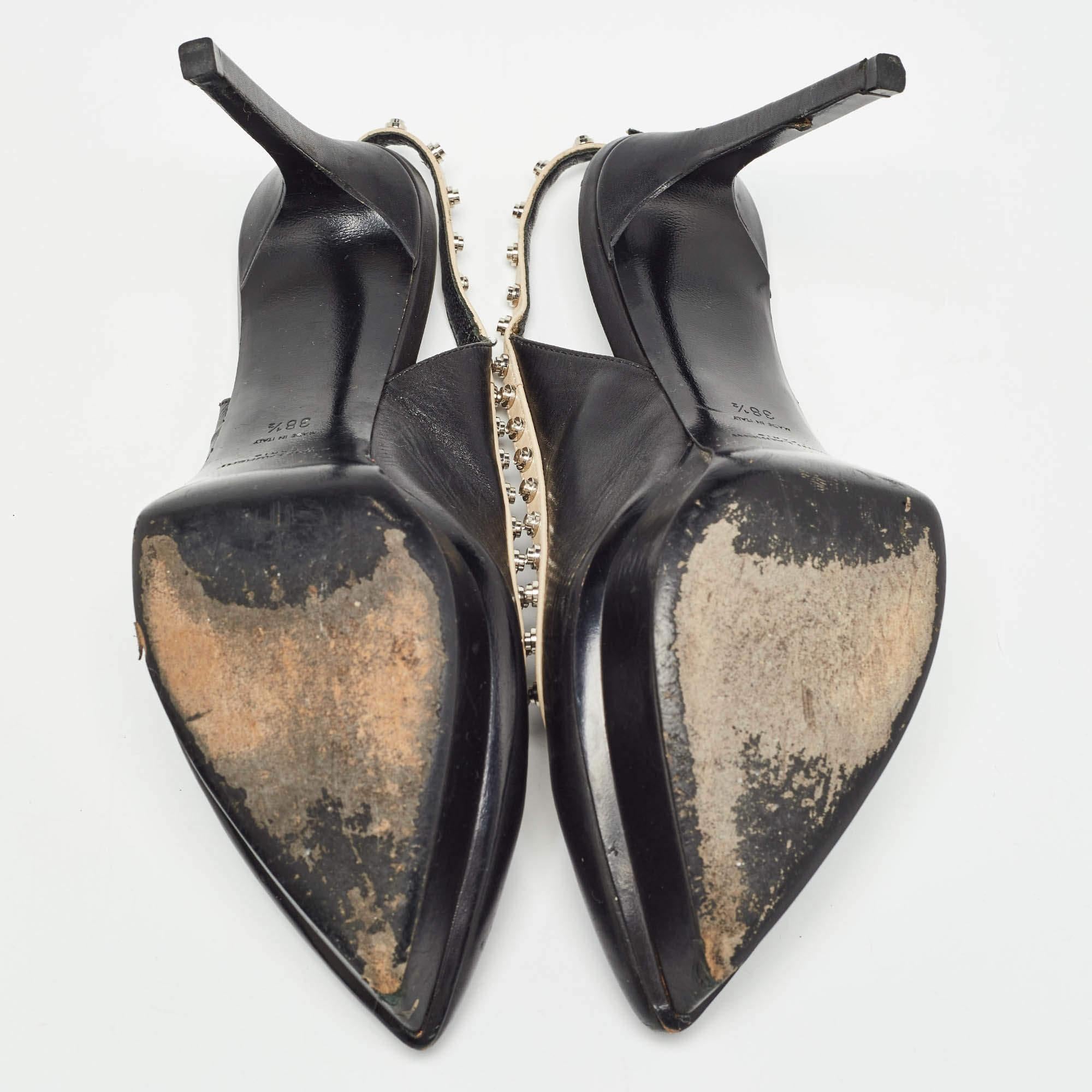Saint Laurent Paris - Piattaforma con borchie e punta a spillo - Pompe a tracolla misura 38,5 in vendita 1