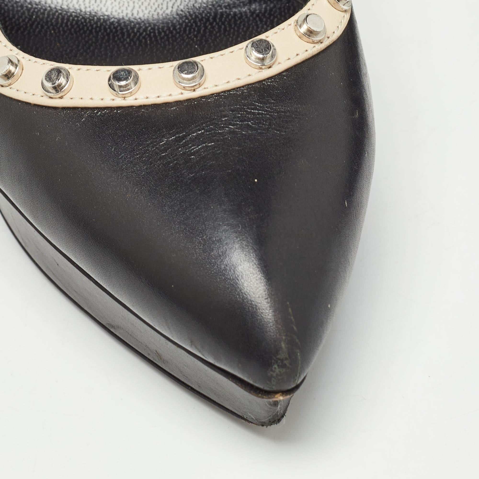 Saint Laurent Paris - Piattaforma con borchie e punta a spillo - Pompe a tracolla misura 38,5 in vendita 3