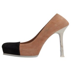 Saint Laurent Paris Tow Tone Suede Tribtoo Platform Pumps Size 37.5