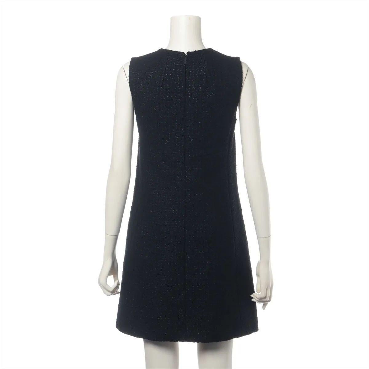 Saint Laurent Paris Tweed Sleeveless Mini Dress Black In Good Condition For Sale In Humacao, PR