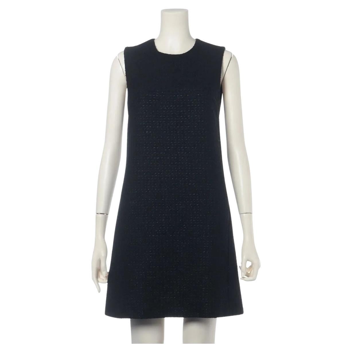Saint Laurent Paris Tweed Sleeveless Mini Dress Black For Sale