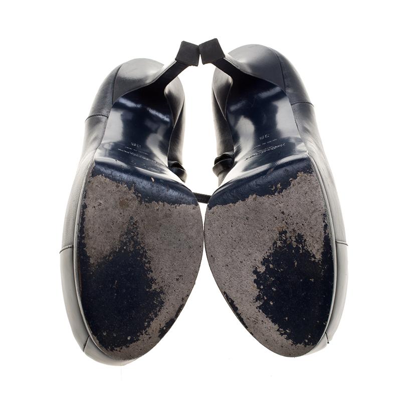 Women's Saint Laurent Paris Two Tone Leather Tribtoo Cap Toe Platform Ankle Boots Size 3