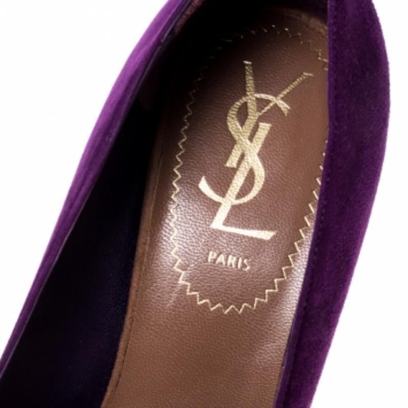 Saint Laurent Paris - Décolleté con plateau Tribtoo in pelle scamosciata bicolore misura 35,5 in vendita 1