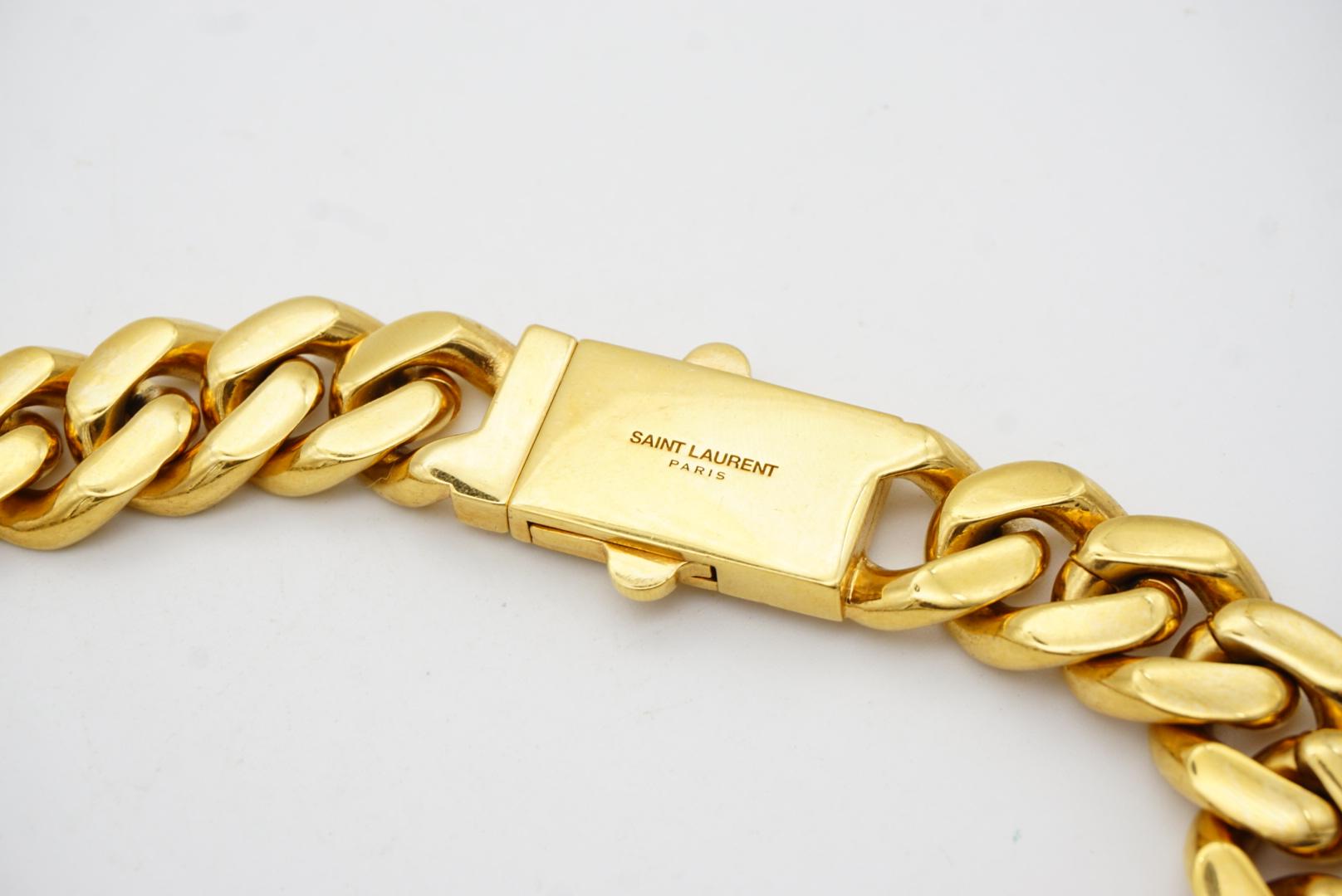 Saint Laurent Paris Unisex YSL Bi-Colour Curb Chain Choker Gold Silver Necklace 6