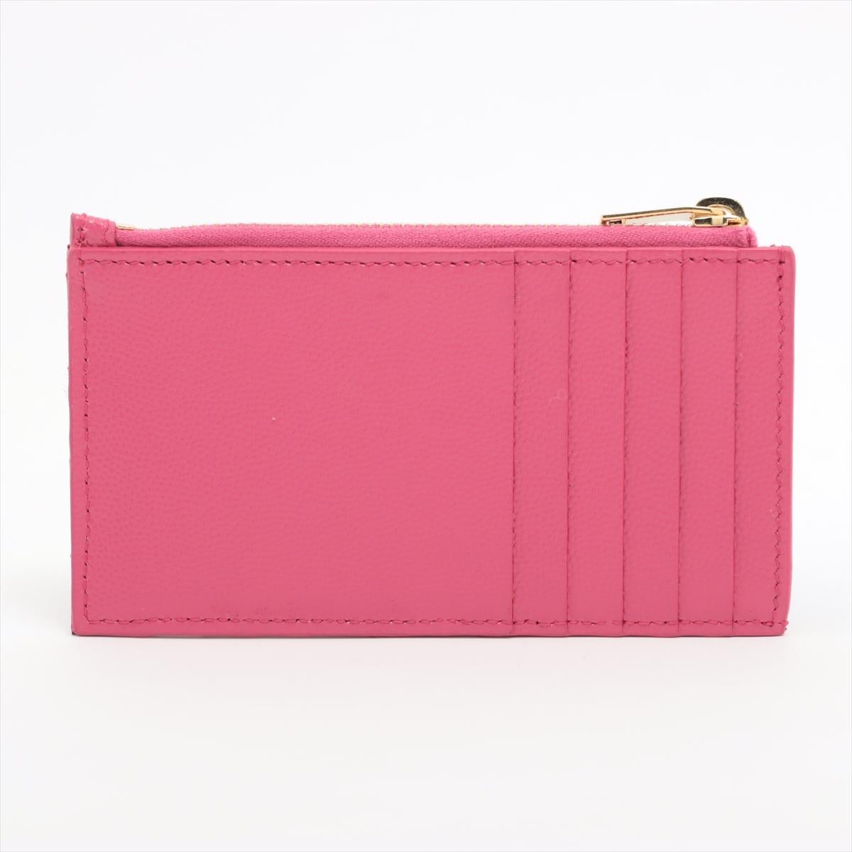 Saint Laurent Paris V Stitch  Leather Coin Card Wallet Pink In Good Condition In Humacao, PR