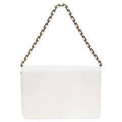 Saint Laurent Paris White Chevron Leather Babylone Chain Bag