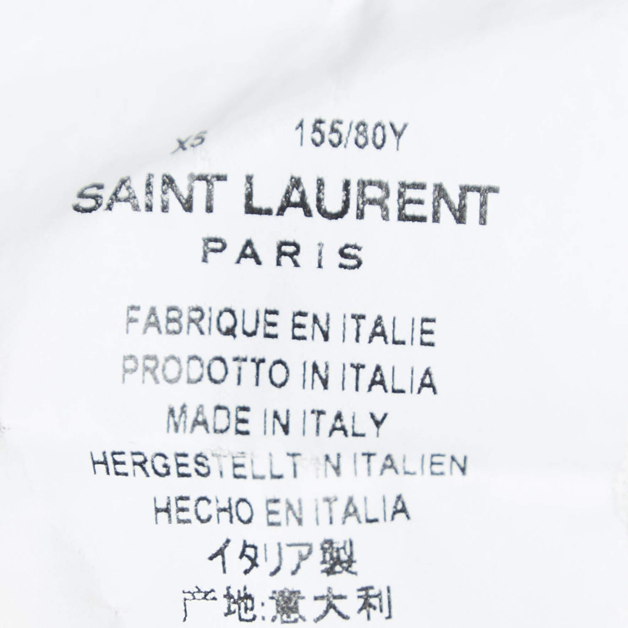 Saint Laurent Paris White Cotton Star Cut-Out Detail T-Shirt XS In Fair Condition For Sale In Dubai, Al Qouz 2