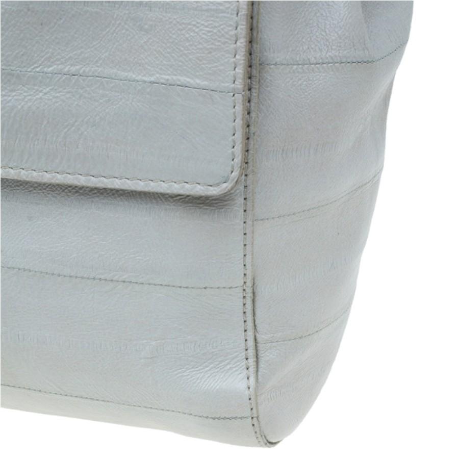 Saint Laurent Paris White Crocodile-Embossed Leather Flap Bag 1
