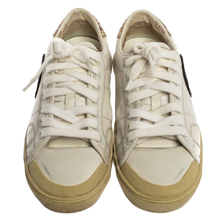 Saint Laurent Paris White Leather And Classic SL/37 Diamond Sneakers ...